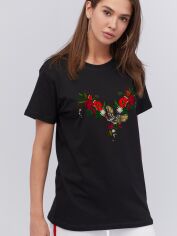 Акція на Футболка бавовняна довга жіноча YAPPI Boyfriend WB2119 M Чорна від Rozetka