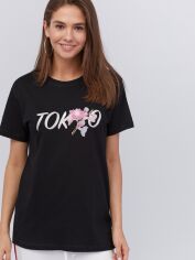 Акція на Футболка бавовняна довга жіноча YAPPI Boyfriend WB2096 S Чорна від Rozetka