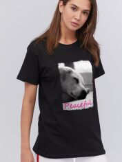 Акція на Футболка бавовняна довга жіноча YAPPI Boyfriend WB2101 S Чорна від Rozetka