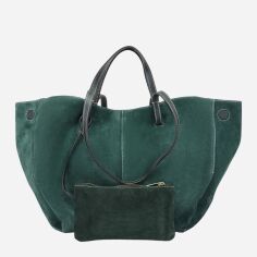 Акція на Сумка шоппер жіноча з натуральної замші Regina Notte Shopper 3782 Темно-зелена від Rozetka