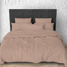 Акція на Комплект постельного белья Stripy Mokko SoundSleep бязь Полуторный комплект від Podushka
