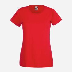 Акція на Футболка бавовняна довга жіноча Fruit of the loom Valueweight 0613720-40 XL Червона від Rozetka