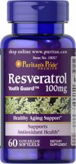 Акція на Puritan's Pride Resveratrol 100 mg Ресвератрол 60 гелевых капсул від Stylus