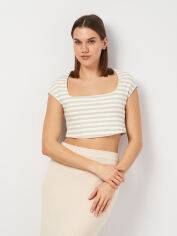Акція на Футболка жіноча Zara 5584/176 L Бежева (05584176104045_футболка) від Rozetka