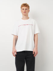Акція на Футболка бавовняна довга чоловіча Calvin Klein 606246124 XL Біла від Rozetka