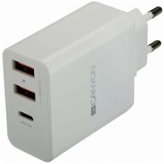 Акція на Canyon Wall Charger USB-C+2xUSB H-08 30W White (CNE-CHA08W) від Stylus