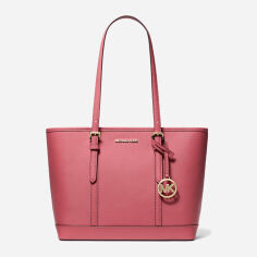 Акція на Сумка шопер жіноча з натуральної шкіри Michael Kors 805291490 Рожева від Rozetka
