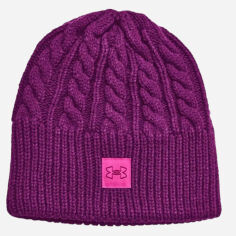 Акція на Шапка жіноча Under Armour Halftime Cable Knit Beanie 1379995-573 One Size Фіолетова від Rozetka