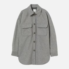 Акція на Куртка-сорочка демісезонна подовжена жіноча H&M 8986945wer M Темно-сіра від Rozetka