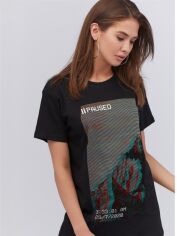 Акція на Футболка бавовняна довга жіноча YAPPI Boyfriend WB2059 M Чорна від Rozetka