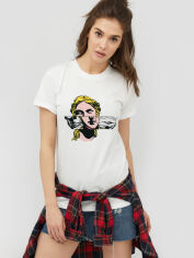 Акція на Футболка бавовняна довга жіноча YAPPI Boyfriend WW2385 S Біла від Rozetka