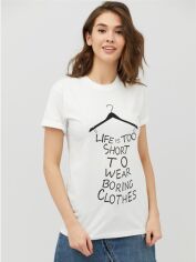 Акція на Футболка бавовняна довга жіноча YAPPI Boyfriend WW2003 S Біла від Rozetka