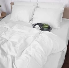 Акція на Комплект постільної білизни MirSon King Size 220х240 см 00-0000 Snow White Сатин від Rozetka
