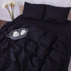 Акція на Простирадло на резинці MirSon двоспальне 180x190+25 см 16-9000 Black Stone Бязь Premium від Rozetka