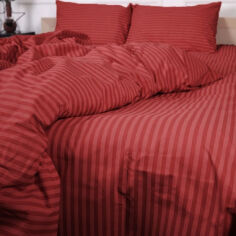 Акція на Простынь детская 17-0608 Stripe Red бязь MirSon 110х160 см від Podushka