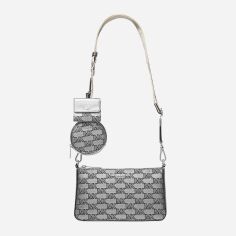 Акція на Сумка крос-боді через плече жіноча тканинна маленька Michael Kors 317500520 Срібляста від Rozetka