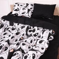 Акція на Комплект постільної білизни MirSon 17-4850 Panda Сімейний 2x143x210 см Бязь від Rozetka