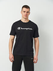 Акція на Футболка бавовняна довга чоловіча Champion 218284-KK001 L Чорна з принтом від Rozetka