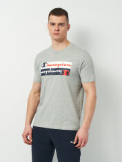 Акція на Футболка бавовняна довга чоловіча Champion 218562-EM006 XL Сіра з принтом від Rozetka