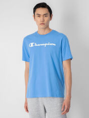 Акція на Футболка бавовняна довга чоловіча Champion 218531-BS034 2XL Блакитна від Rozetka