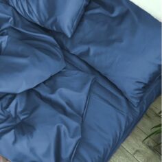Акція на Простирадло MirSon Satin Light Pro 10-011 Dark Blue 150х220 см від Rozetka