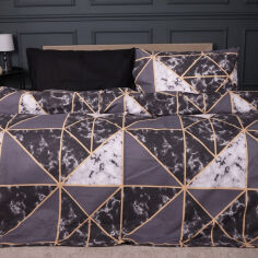Акція на Постельное белье 17-0694 Onyx Marble Tiles бязь MirSon Двуспальный евро комплект від Podushka