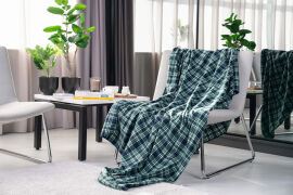Акція на Флисовый плед Зеленая клетка Fleece Ardesto 130х160 см від Podushka