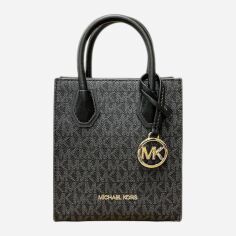 Акція на Сумка крос-боді через плече жіноча маленька Michael Kors Mercer Extra-Small Logo 35T1GM9C07 Чорна від Rozetka