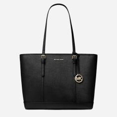 Акція на Сумка шоппер жіноча шкіряна Michael Kors Travel Saffiano 551S0GTVT1L Чорна від Rozetka