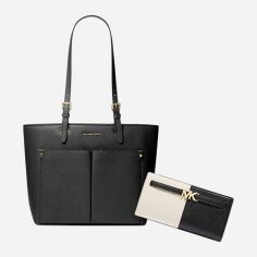 Акція на Набір сумка + гаманець жіночий Michael Kors 728385200 Чорний від Rozetka