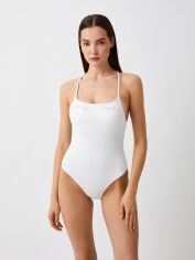 Акція на Суцільний купальник жіночий Emporio Armani 628136667 XL Білий від Rozetka