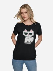 Акція на Футболка бавовняна жіноча Karl Lagerfeld 664504989 XL Чорна від Rozetka