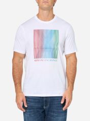 Акція на Футболка бавовняна довга чоловіча Armani Exchange 933501395 XL Біла з принтом від Rozetka