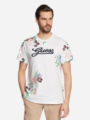Акція на Футболка бавовняна довга чоловіча Guess 200730032 2XL Біла з принтом від Rozetka