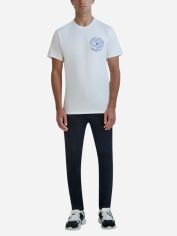 Акція на Футболка бавовняна довга чоловіча Karl Lagerfeld 55407614 XL Біла з принтом від Rozetka