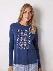 Акція на Піжамний лонгслів жіночий бавовняний Women'Secret Mmh Sailor Tee 3278415 XS Синій від Rozetka