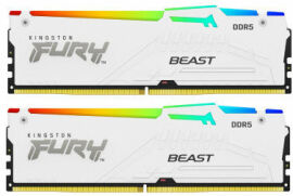 Акція на Kingston Fury 64 Gb (2x32GB) DDR5 5200 MHz Beast Rgb Expo White (KF552C36BWEAK2-64) від Stylus