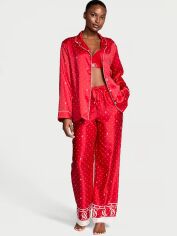Акція на Піжама (штани + сорочка) жіноча Victoria's Secret Glazed Satin Long Pajama Set New 26933731 S Червона від Rozetka