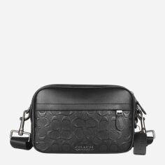 Акція на Сумка крос-боді через плече чоловіча з натуральної шкіри Coach Academy Crossbody Signature Leather BG-COA-50 Чорна від Rozetka