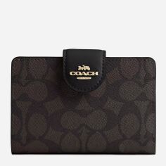 Акція на Гаманець жіночий для карток Coach Medium Corner Zip Wallet 10001 Коричневий від Rozetka