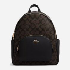 Акція на Рюкзак жіночий з натуральної шкіри вміщує формат А4 Coach Court Backpack 1000 Коричневий від Rozetka
