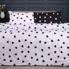 Акція на Постельное белье 17-0669 Black and White Love ranforce-elite MirSon Односпальный комплект пододеяльник 143х210 см від Podushka