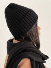 Акція на Шапка вязаная теплая Wool Art Knit черная від Podushka