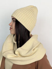 Акція на Шапка вязаная теплая Wool Art Knit сливочная від Podushka
