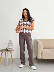 Акція на Жилетка вязаная Ромб Art Knit шоколад S/M від Podushka