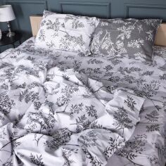 Акція на Комплект постільної білизни MirSon полуторний 143x210 см 17-0668 Grey Blooms бязь від Rozetka