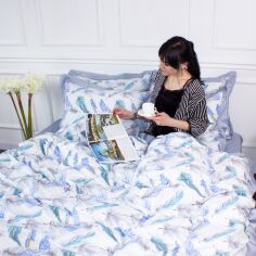 Акція на Комплект постільної білизни MirSon Satin print Elit Azure Jay 143х210 від Rozetka