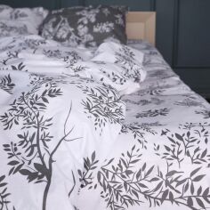 Акція на Простирадло MirSon Бязь 17-0668 Grey Blooms 200x220 см від Rozetka