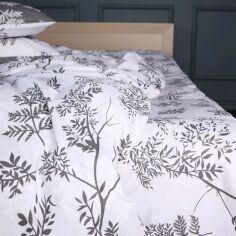 Акція на Простирадло MirSon Ranforce Elite 17-0668 Grey Blooms 220x240 см від Rozetka