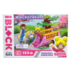 Акція на Конструктор IBLOCK Build & create Princess's horse ride 153 деталі (KH08/007/4) від Будинок іграшок